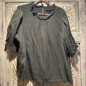 EUC J.Crew Smocked Puff Sleeve Linen Blouse /3X/